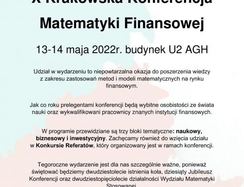X KRAKOWSKA KONFERENCJA MATEMATYKI FINANSOWEJ